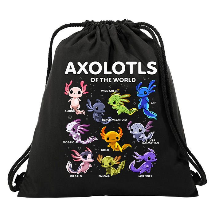 Axolotl Kawaii Axolotls Of The World Axolotl Animals Drawstring Bag