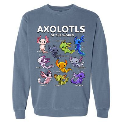 Axolotl Kawaii Axolotls Of The World Axolotl Animals Garment-Dyed Sweatshirt