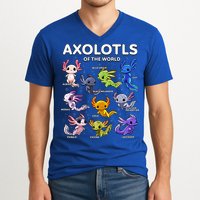 Axolotl Kawaii Axolotls Of The World Axolotl Animals V-Neck T-Shirt