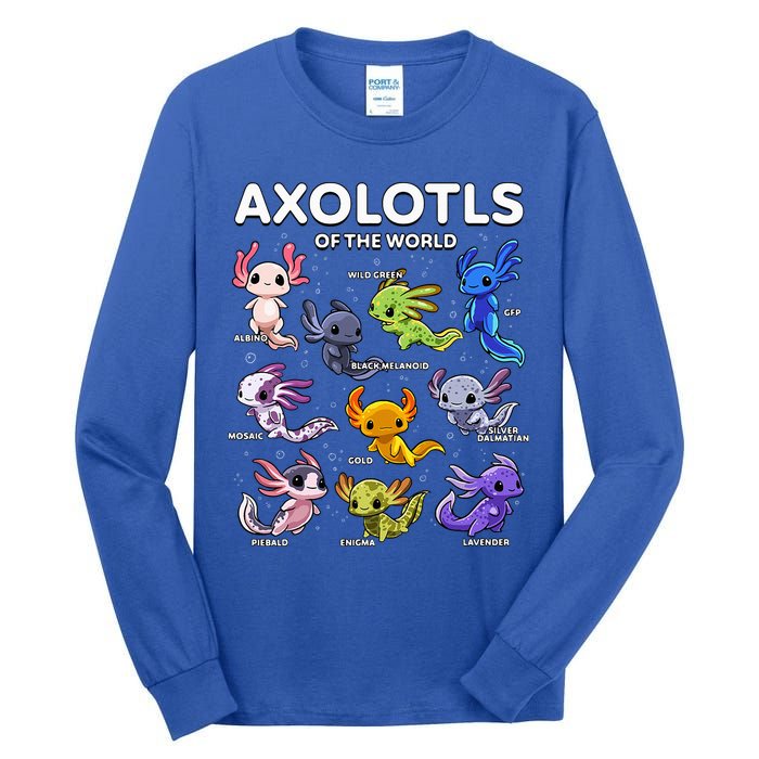 Axolotl Kawaii Axolotls Of The World Axolotl Animals Tall Long Sleeve T-Shirt