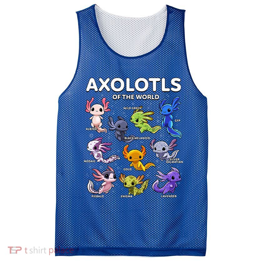 Axolotl Kawaii Axolotls Of The World Axolotl Animals Mesh Reversible Basketball Jersey Tank
