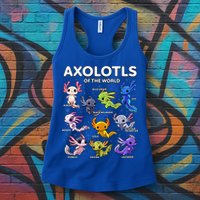 Axolotl Kawaii Axolotls Of The World Axolotl Animals Womens Tank Top