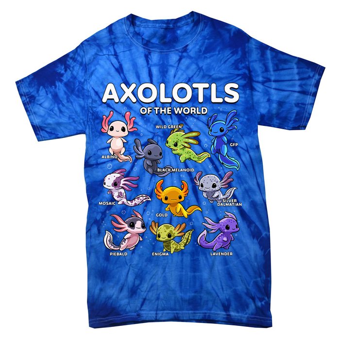 Axolotl Kawaii Axolotls Of The World Axolotl Animals Tie-Dye T-Shirt