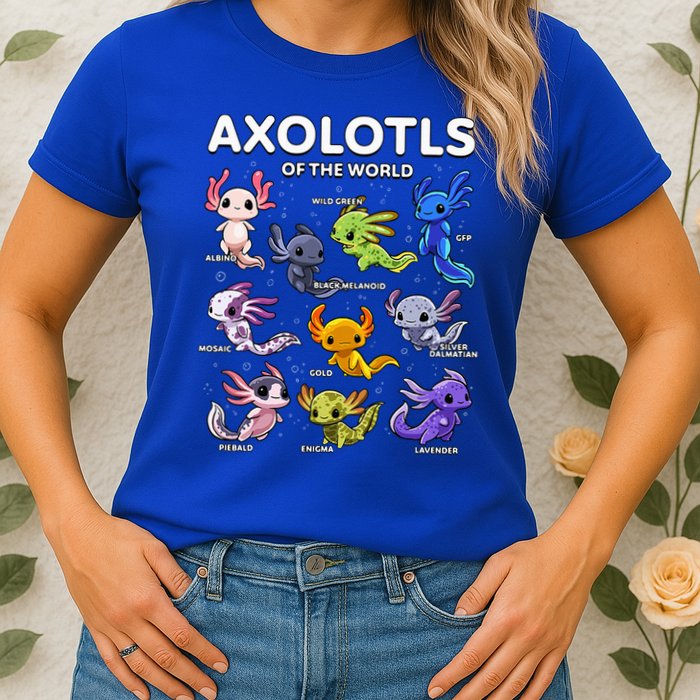Axolotl Kawaii Axolotls Of The World Axolotl Animals Womens T-Shirt