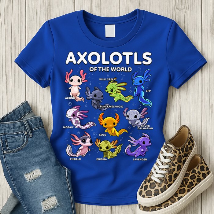 Axolotl Kawaii Axolotls Of The World Axolotl Animals Womens T-Shirt