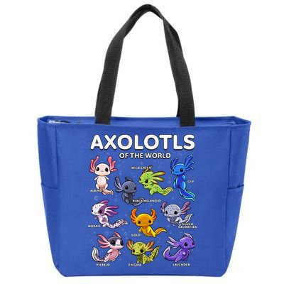 Axolotl Kawaii Axolotls Of The World Axolotl Animals Zip Tote Bag