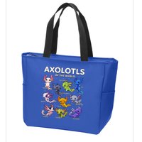 Axolotl Kawaii Axolotls Of The World Axolotl Animals Zip Tote Bag