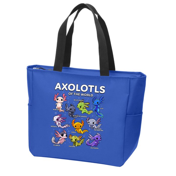 Axolotl Kawaii Axolotls Of The World Axolotl Animals Zip Tote Bag