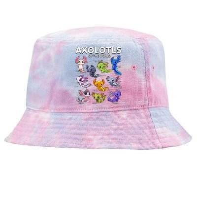 Axolotl Kawaii Axolotls Of The World Axolotl Animals Tie-Dyed Bucket Hat