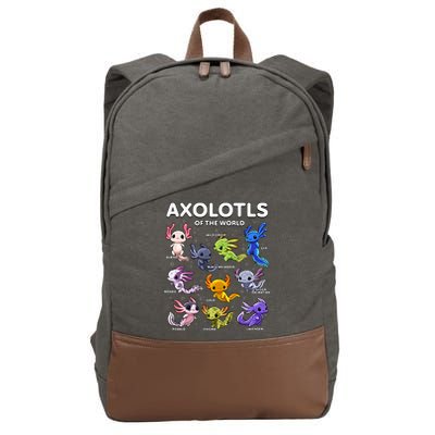 Axolotl Kawaii Axolotls Of The World Axolotl Animals Cotton Canvas Backpack