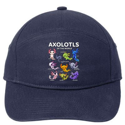 Axolotl Kawaii Axolotls Of The World Axolotl Animals 7-Panel Snapback Hat