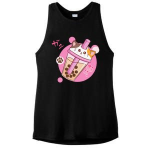 Anime Kawaii Boba Cat Bubble Tea Cat Boba Tea Cat  Ladies PosiCharge Tri-Blend Wicking Tank