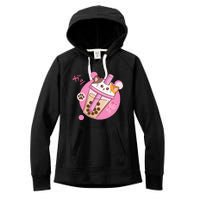 Anime Kawaii Boba Cat Bubble Tea Cat Boba Tea Cat  Women's Fleece Hoodie