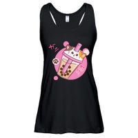 Anime Kawaii Boba Cat Bubble Tea Cat Boba Tea Cat  Ladies Essential Flowy Tank