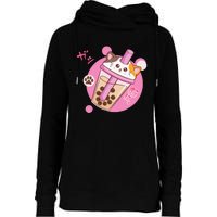 Anime Kawaii Boba Cat Bubble Tea Cat Boba Tea Cat  Womens Funnel Neck Pullover Hood