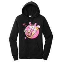 Anime Kawaii Boba Cat Bubble Tea Cat Boba Tea Cat  Women's Pullover Hoodie