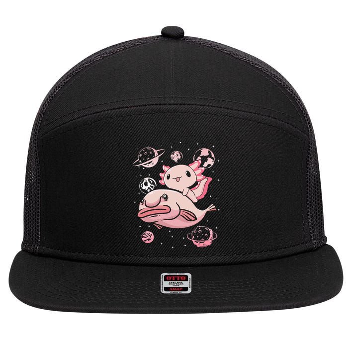 Axolotl Kawaii Blobfish 7 Panel Mesh Trucker Snapback Hat
