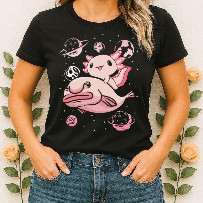 Axolotl Kawaii Blobfish Womens T-Shirt