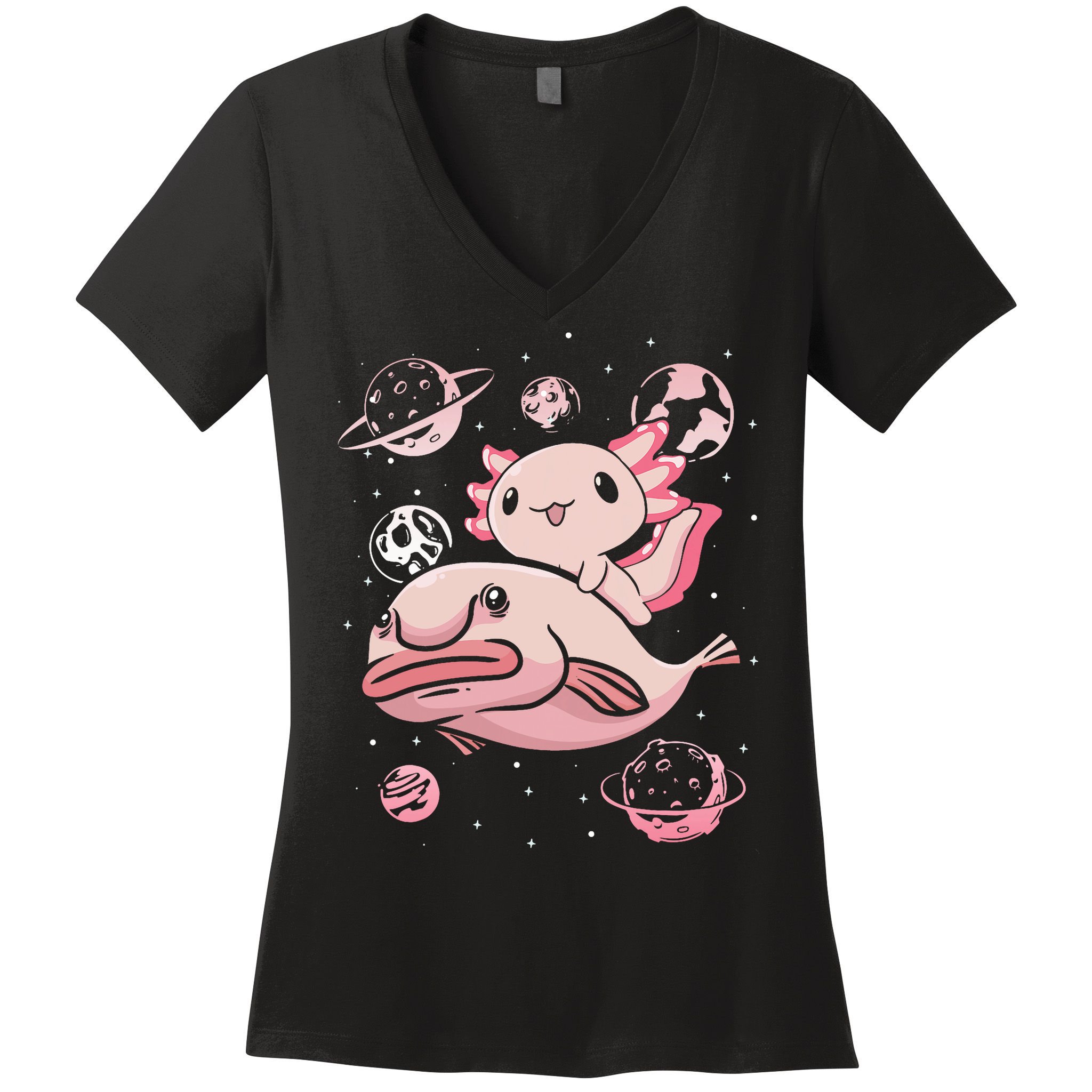 Axolotl Kawaii Blobfish Women's V-Neck T-Shirt
