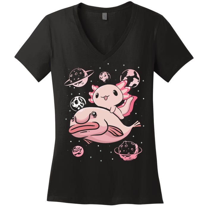 Axolotl Kawaii Blobfish Women's V-Neck T-Shirt