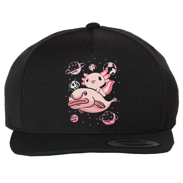 Axolotl Kawaii Blobfish Wool Snapback Cap