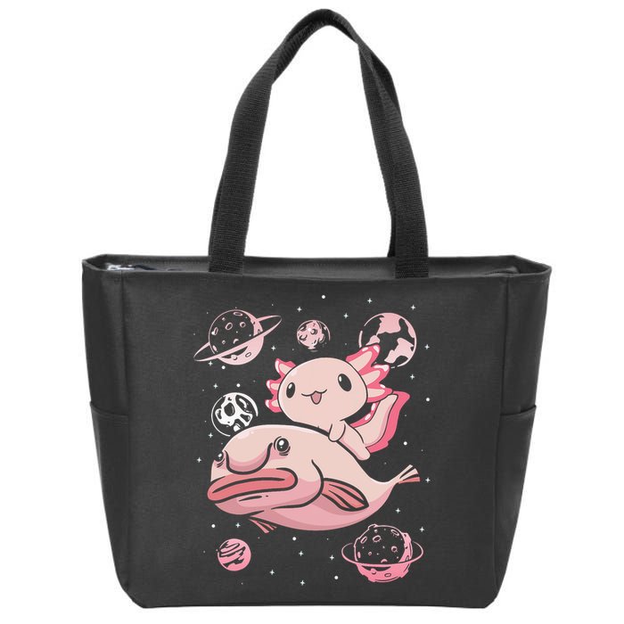 Axolotl Kawaii Blobfish Zip Tote Bag