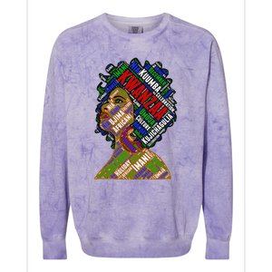 Artistic Kwanzaa Black Woman Afro 7 Principles Red & Green Colorblast Crewneck Sweatshirt