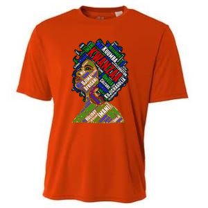 Artistic Kwanzaa Black Woman Afro 7 Principles Red & Green Cooling Performance Crew T-Shirt