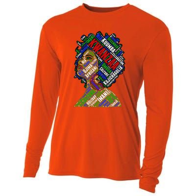 Artistic Kwanzaa Black Woman Afro 7 Principles Red & Green Cooling Performance Long Sleeve Crew