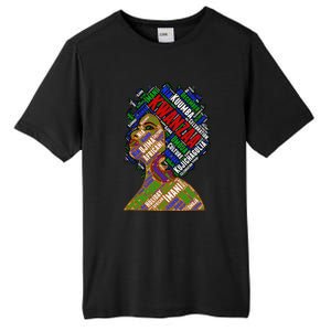 Artistic Kwanzaa Black Woman Afro 7 Principles Red & Green Tall Fusion ChromaSoft Performance T-Shirt