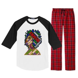 Artistic Kwanzaa Black Woman Afro 7 Principles Red & Green Raglan Sleeve Pajama Set