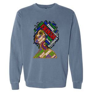 Artistic Kwanzaa Black Woman Afro 7 Principles Red & Green Garment-Dyed Sweatshirt