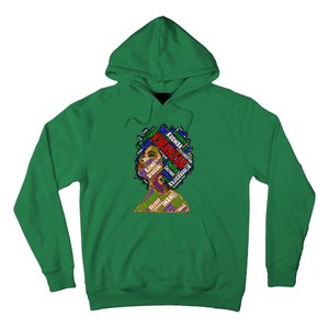 Artistic Kwanzaa Black Woman Afro 7 Principles Red & Green Hoodie