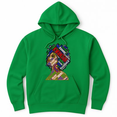 Artistic Kwanzaa Black Woman Afro 7 Principles Red & Green Hoodie