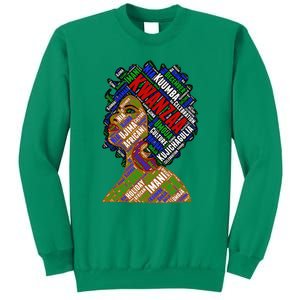 Artistic Kwanzaa Black Woman Afro 7 Principles Red & Green Sweatshirt