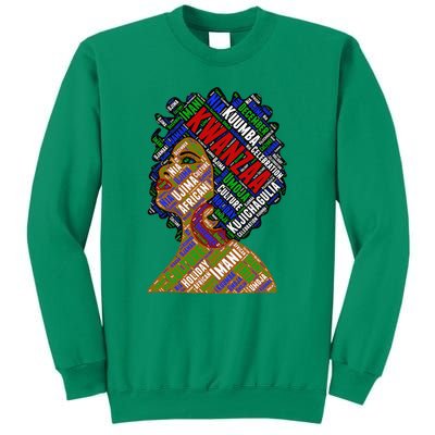 Artistic Kwanzaa Black Woman Afro 7 Principles Red & Green Sweatshirt