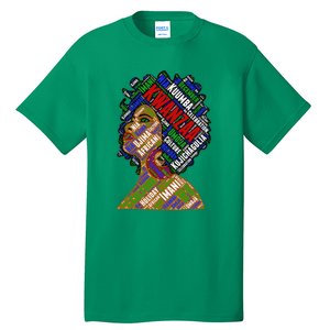 Artistic Kwanzaa Black Woman Afro 7 Principles Red & Green Tall T-Shirt