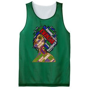 Artistic Kwanzaa Black Woman Afro 7 Principles Red & Green Mesh Reversible Basketball Jersey Tank