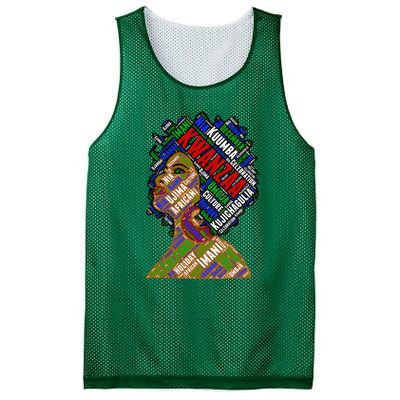 Artistic Kwanzaa Black Woman Afro 7 Principles Red & Green Mesh Reversible Basketball Jersey Tank