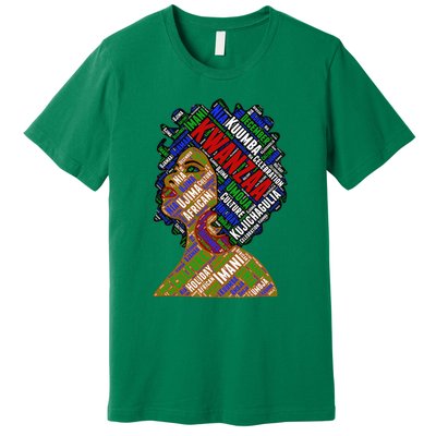 Artistic Kwanzaa Black Woman Afro 7 Principles Red & Green Premium T-Shirt