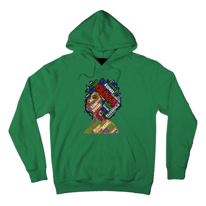 Artistic Kwanzaa Black Woman Afro 7 Principles Red & Green Tall Hoodie