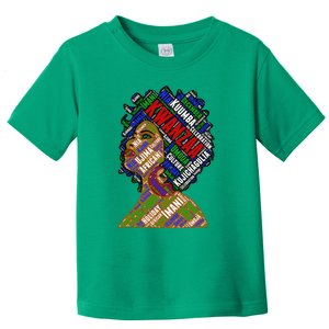 Artistic Kwanzaa Black Woman Afro 7 Principles Red & Green Toddler T-Shirt