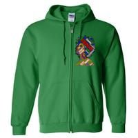 Artistic Kwanzaa Black Woman Afro 7 Principles Red & Green Full Zip Hoodie