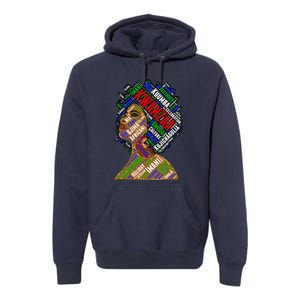 Artistic Kwanzaa Black Woman Afro 7 Principles Red & Green Premium Hoodie