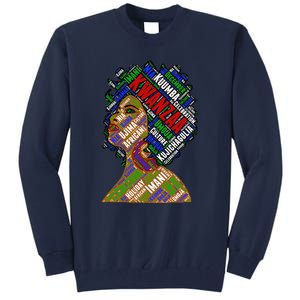 Artistic Kwanzaa Black Woman Afro 7 Principles Red & Green Tall Sweatshirt