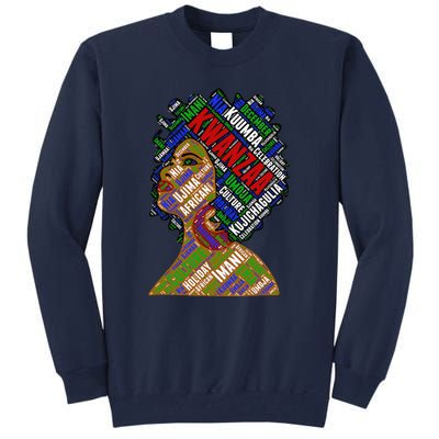 Artistic Kwanzaa Black Woman Afro 7 Principles Red & Green Tall Sweatshirt