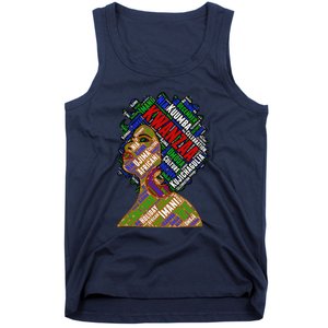 Artistic Kwanzaa Black Woman Afro 7 Principles Red & Green Tank Top