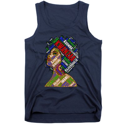 Artistic Kwanzaa Black Woman Afro 7 Principles Red & Green Tank Top