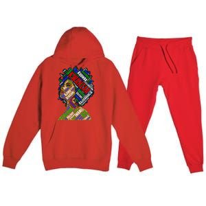 Artistic Kwanzaa Black Woman Afro 7 Principles Red & Green Premium Hooded Sweatsuit Set