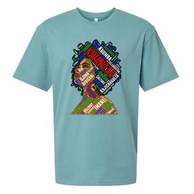 Artistic Kwanzaa Black Woman Afro 7 Principles Red & Green Sueded Cloud Jersey T-Shirt